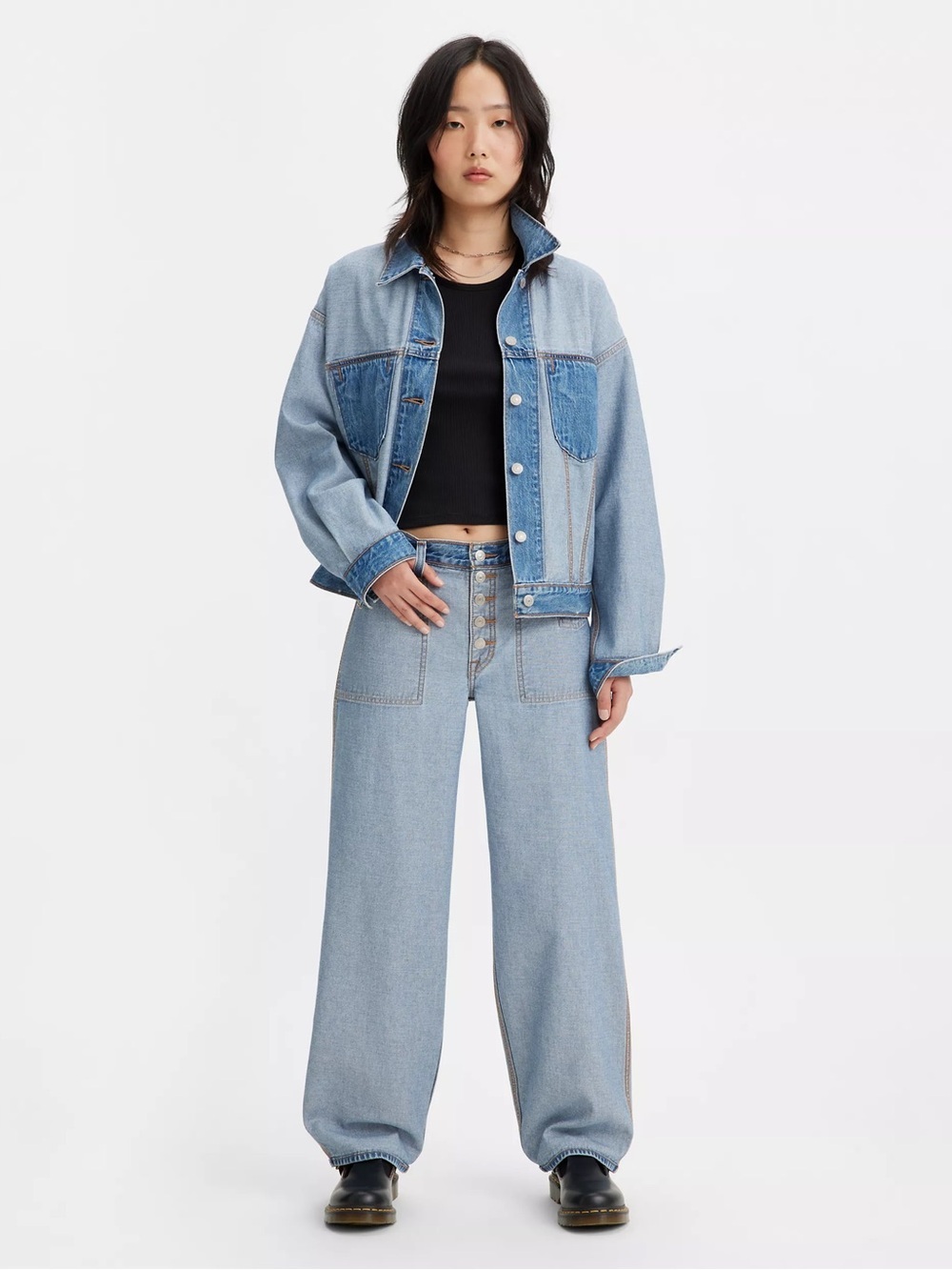 Levi's Premium REVERSIBLE BAGGY DAD WOMEN'S JEANS 34x31 loose wide leg skater